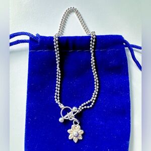 925 silver double beaded chain toggle bracelet 8”